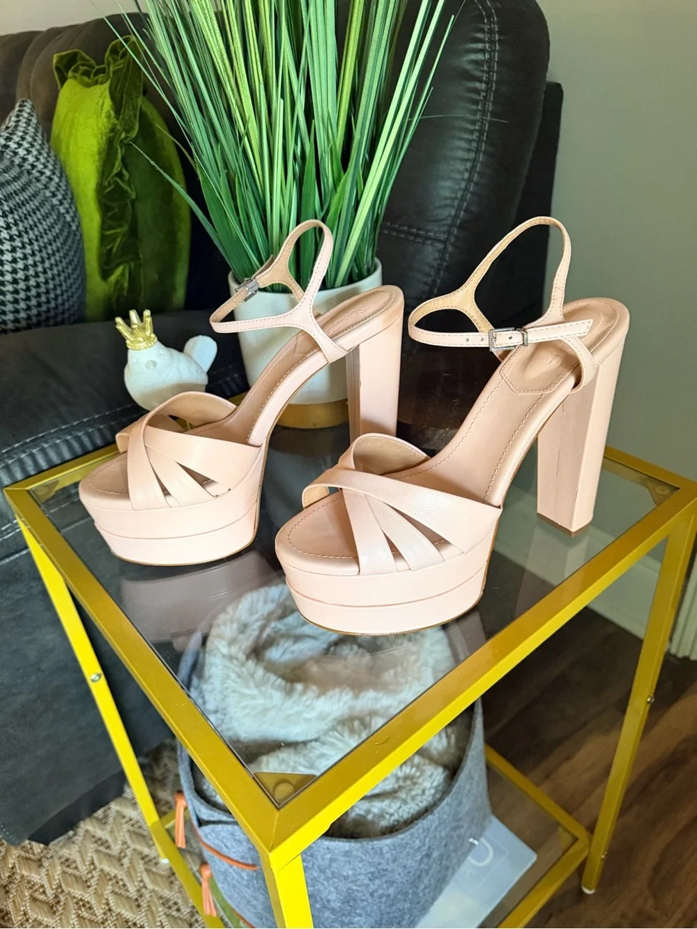 SCHUTZ Blush Pink Platform Strappy Heels